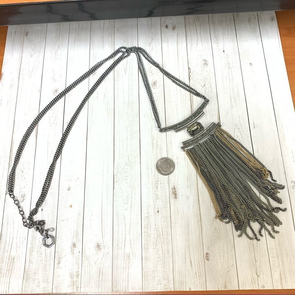 Gunmetal Tassel Necklace‎